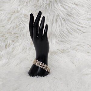 Goldette Vintage Gold Tone Mesh Link Retro Signed Bracelet